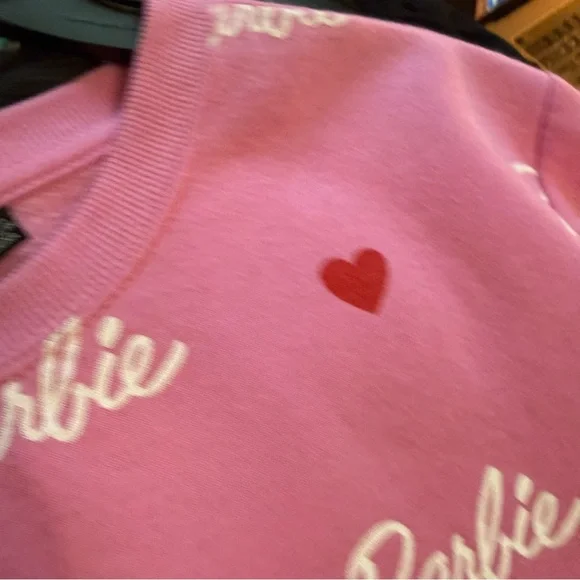 Barbie Pink Logo &  Hearts Sweatshirt Size XL - Picture 9 of 9